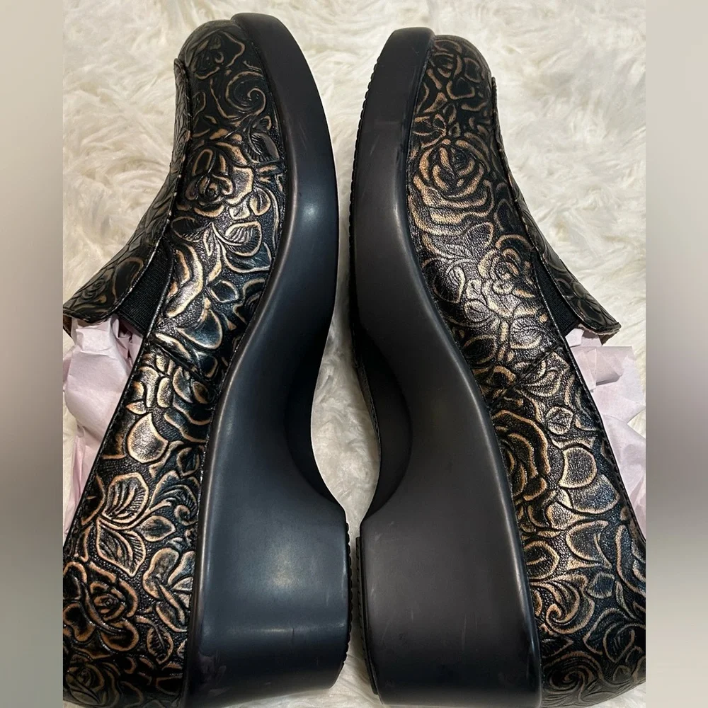 ALEGRIA EMMA Rose Bronze Bouquet Career Slip On Shoes size 37/ usa 7